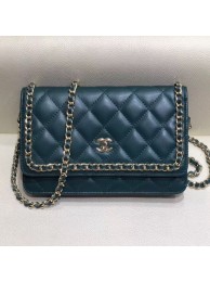 Imitation Chanel Quilted Lambskin Chain Trim Wallet on Chain WOC AP0674 Green 2019 Collection AQ03782
