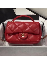 Imitation Chanel Quilted Lambskin Classic Small Flap Bag with Top Handle AS1114 Red 2019 Collection AQ01211