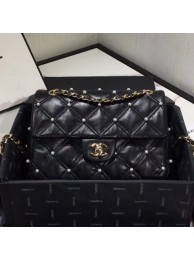 Imitation Chanel Quilted Pearl Lambskin Flap Bag AS1202 Black 2019 Collection AQ00524