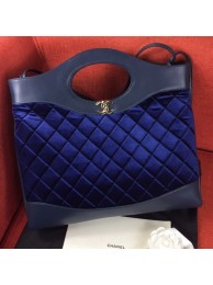 Imitation Chanel Quilted Velvet 31 Medium Shopping Bag Blue 2019 Collection AQ03885