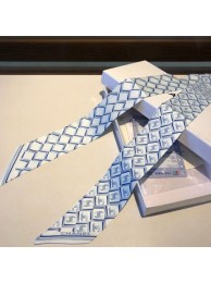 Imitation Chanel Quilting CC Print Silk Slim Bandeau Scarf 5x120cm Light Blue 2020 Collection AQ01959