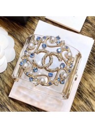 Imitation Chanel Resin CC Bloom Crystal Cuff Bracelet Blue 2019 Collection AQ04178
