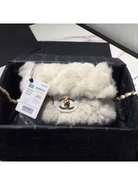 Imitation Chanel Shearling Lambskin Small Flap Bag AS1199 White 2019 Collection AQ03700