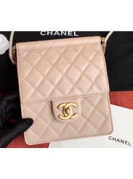 Imitation Cheap Chanel Lambskin with Imitation Pearls Mini Flap Bag AS0580 Apricot 2019 AQ02860