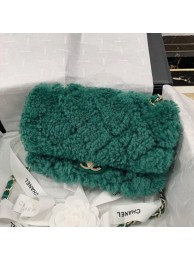 Imitation High Quality Chanel Shearling Lambskin Small Flap Bag AS1199 Green 2019 Collection AQ02018