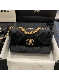 Imitation Top Chanel 19 Quilted Velvet Small Flap Bag AS1160 Black 2019 Collection AQ01460