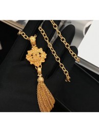Imitation Top Chanel CC Bloom and Tassel Pendant Y Necklace Gold 2019 Collection AQ01592