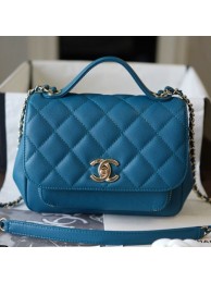 Knockoff AAA Chanel Quilted Grained Calfskin Mini Messenger Flap Top Handle Bag A93067 Blue 2019 Collection AQ00915