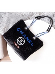 Knockoff Chanel Shearling Deauville Small Shopping Bag Blue 2019 AQ03833
