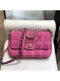 New Chanel 19 Wool Tweed Flap Bag AS1160 Pink 2019 Collection AQ02654