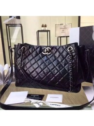 Replica 1:1 Chanel Quilted Waxed Leather Shopping Bag Black 2019 Collection AQ03294