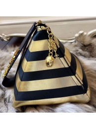 Replica Best Chanel Metallic Lambskin Stripes Pyramid Clutch Bag AS0688 Gold/Black 2019 Collection AQ01219