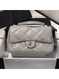 Replica Best Chanel Quilted Lambskin Classic Medium Flap Bag with Top Handle AS1115 Gray 2019 Collection AQ02127