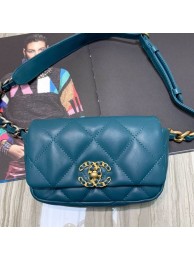 Replica Best Chanel Quilted Leather 19 Belt Bag/Waist Bag Turquoise 2019 Collection AQ03453