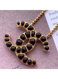 Replica Chanel Black Resin Stones CC Pendant Necklace AB1804 2019 Collection AQ00938