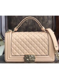 Replica Chanel Boy Medium Flap Bag with Top Handle Beige 2019 AQ01481