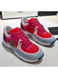 Replica Chanel Calfskin Suede & Fabric Classic Sneaker Red/Hot Pink 2020(For Women and Men) Collection AQ00697