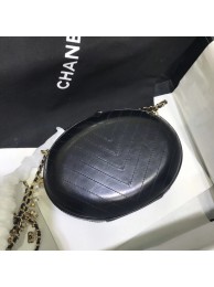 Replica Chanel Chevron Evening Bag with Pearl Chain AS0204 Black 2019 AQ02490