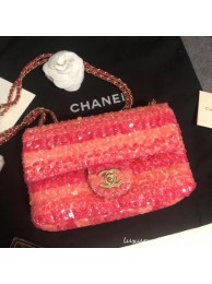 Replica Chanel flap bag equins Lambskin gold-Tone Metal AS0195 pink AQ00808