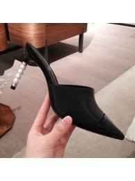 Replica Chanel Lambskin Pearl Heel Mules G35540 Black 2020 Collection AQ02410
