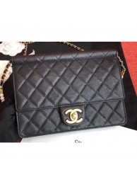 Replica Chanel Lambskin with Imitation Pearls Small Flap Bag AS0582 Black 2019 AQ01019