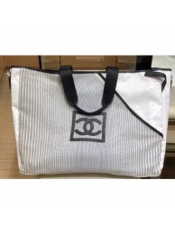 Replica Chanel Mesh and PVC Shopping Tote Large Bag White 2019 AQ01079
