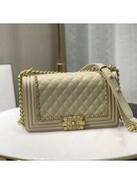Replica Chanel Quilted Calfskin Chain Medium Boy Flap Bag A67086 Beige 2019 Collection AQ03400