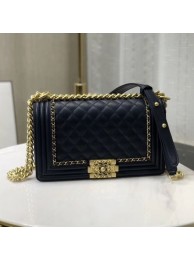 Replica Chanel Quilted Calfskin Chain Medium Boy Flap Bag A67086 Navy Blue 2019 Collection AQ02853