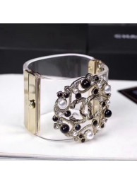 Replica Chanel Resin CC Bloom Crystal Cuff Bracelet Black 2019 Collection AQ00771