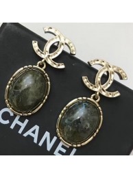 Replica Chanel Round Stone Short Earrings Deep Green 2019 Collection AQ02357