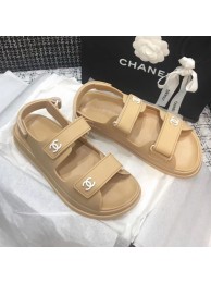 Replica Chanel Strap Flat Sandals Beige 2020 Collection AQ03248