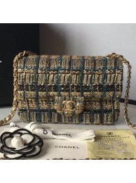 Replica Chanel Tweed and Yarn Small Flap Bag Gold/Blue 2019 Collection AQ02118