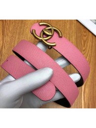 Replica Chanel Width 3cm Logo Buckle Leather Belt Pink AQ01233