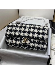 Replica Cheap Chanel Houndstooth Tweed Medium Flap Bag Black/White 2019 Collection AQ03578