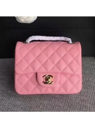 Replica High Quality Chanel Classic Flap Mini Bag A1115 in Caviar Leather Pink with Golden Hardware AQ02140