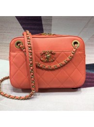 Replica Top Chanel Quilted Lambskin Chain CC Camera Case AS0971 Orange 2019 Collection AQ01629